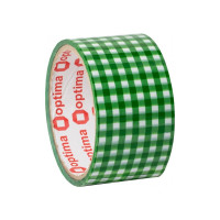 Стрічка клейка пакувальна 48 мм х 20 м Optima, Tartan зелена