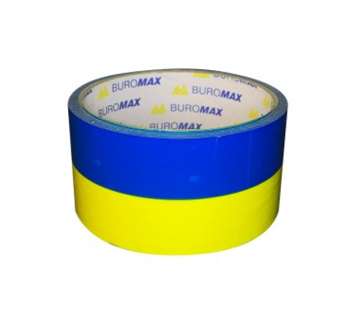 Клейка стрічка пакувальна, 48мм x 35м, блакитно-жовта
