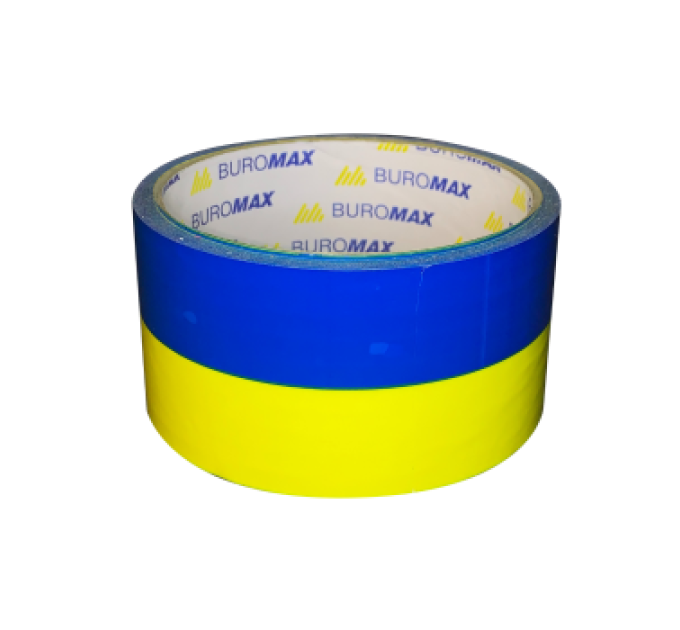 Клейка стрічка пакувальна, 48мм x 35м, блакитно-жовта