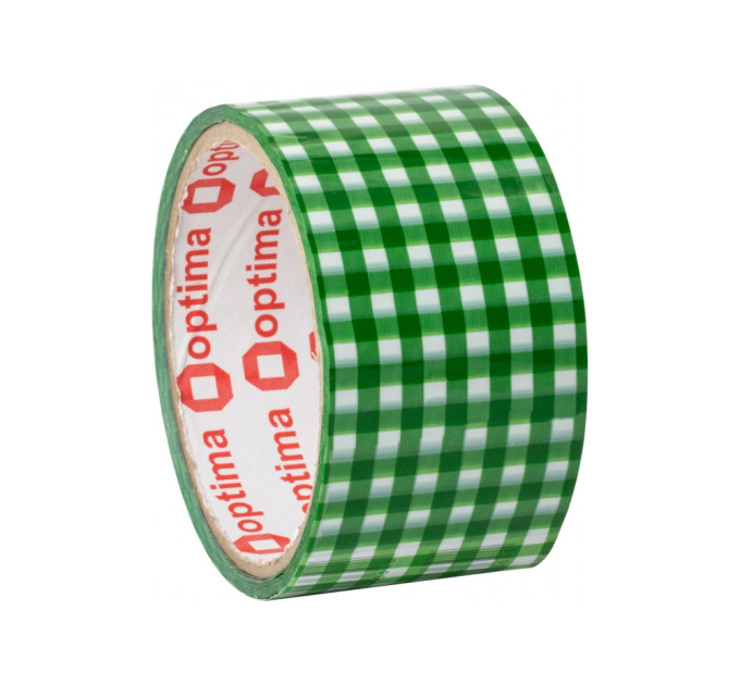 Стрічка клейка пакувальна 48 мм х 20 м Optima, Tartan зелена