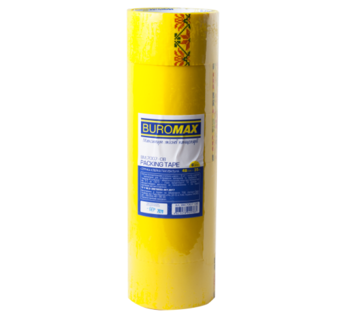 Клейка пакувальна стрічка, 48 мм x 35 м, жовта, по 6 шт.