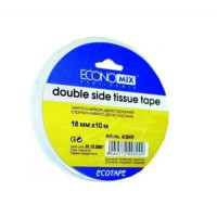 Стрічка клейка двостороння "TISSUE", 18 мм х 10 м Economix